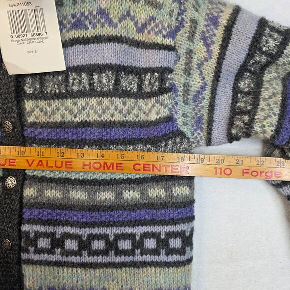 Wool Blend Fair Isle Hand Knit Small Cardigan Portraits Northern Isles Deadstock - Picture 8 of 9